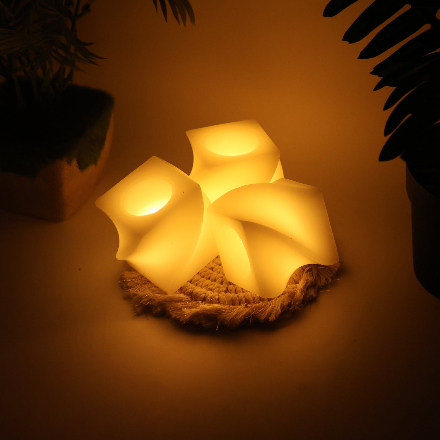 Set of 12 LED Flameless Decorative Candles – Square Shape Tealight Lamps Set of 12 LED Flameless Decorative Candles – Square Shape Tealight Lamps